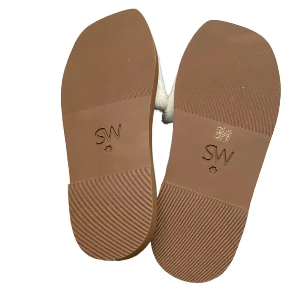 NWT Stuart Weitzman Cammy Shearling Slides White Size 6.5B US 37 EUR